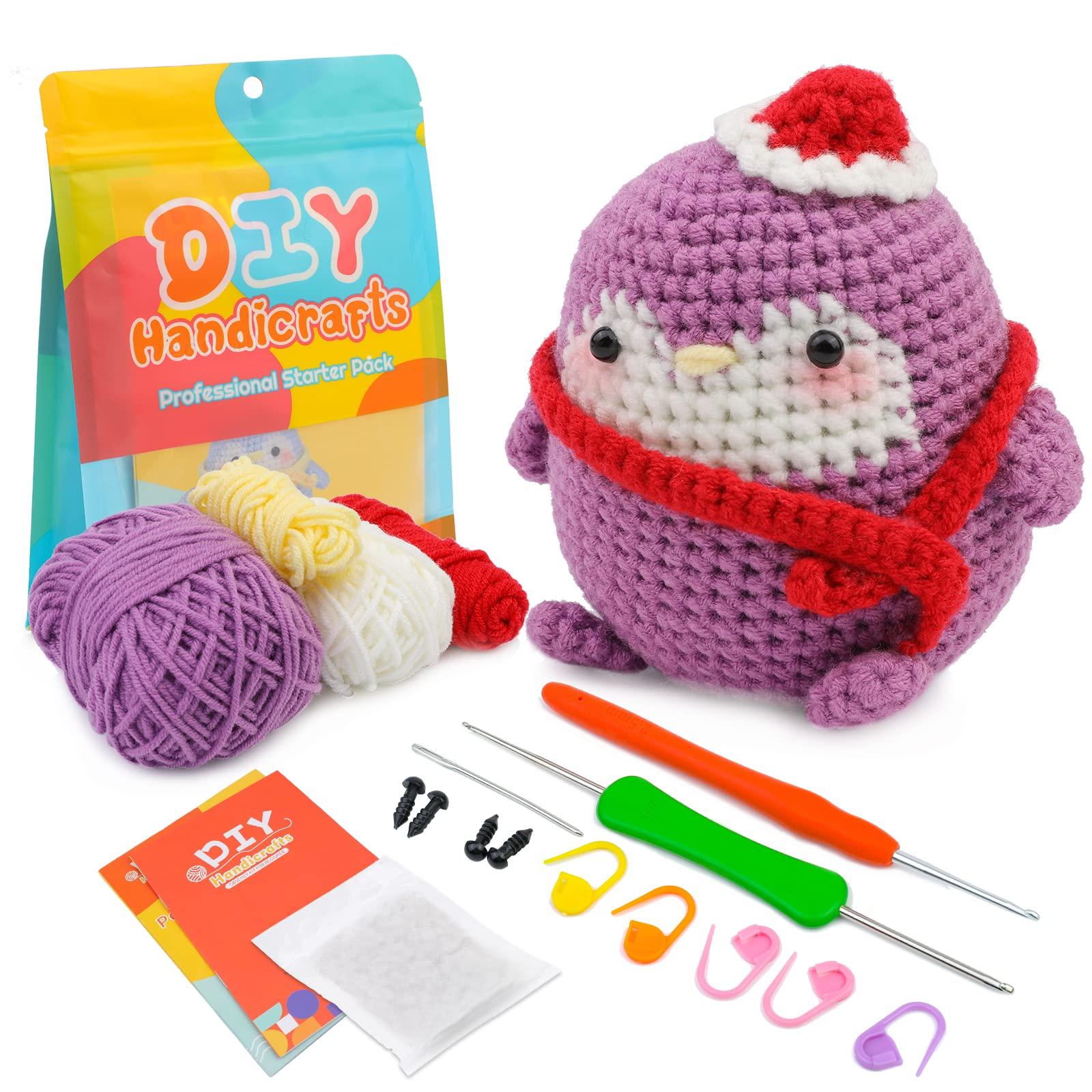 Crochet Kit for Beginners: Crochet Animals Kit with Yarn,  Crocheted Gift Box with Scenic Display, Step-by-Step Video Tutorials for  Adults Kids, DIY Knitting Supplies (Fox)